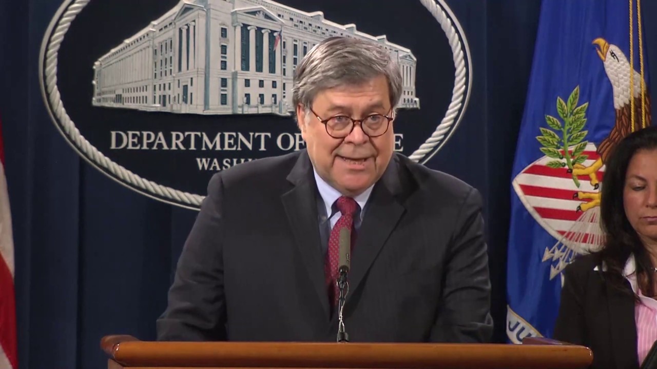 Attorney General William P. Barr, other top officials hold press conference at the DOJ.