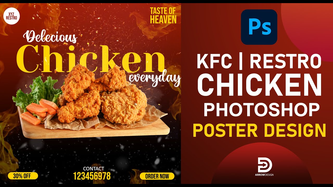 Chicken Poster design for social media | Photoshop Tutorial