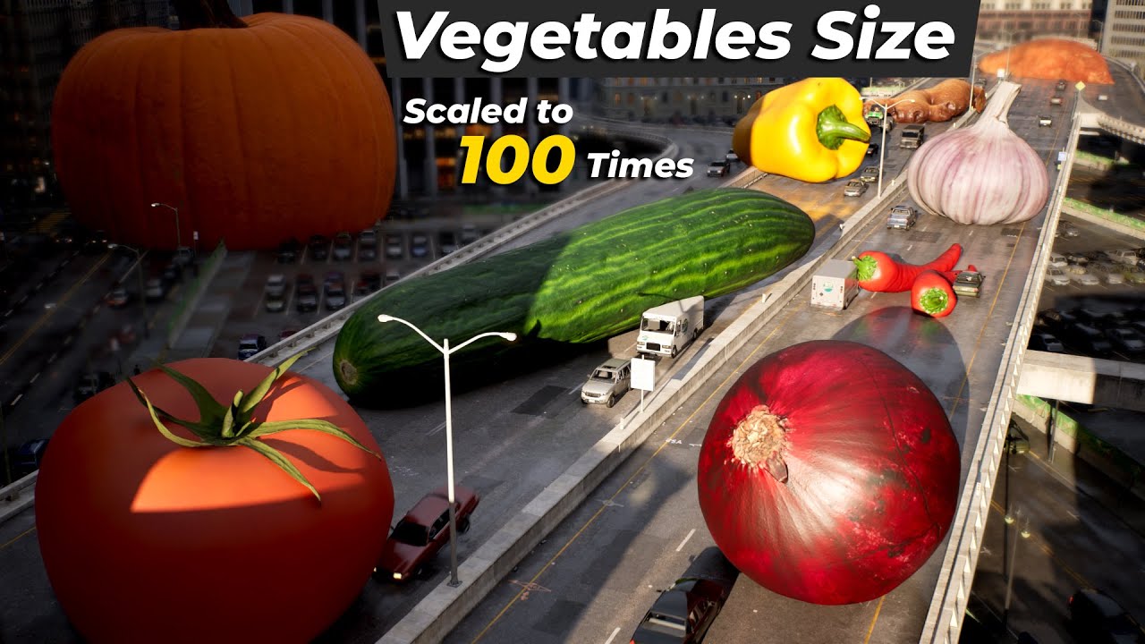 If Vegetables Size Increased by 100 Times | imaginary Size comparison in city