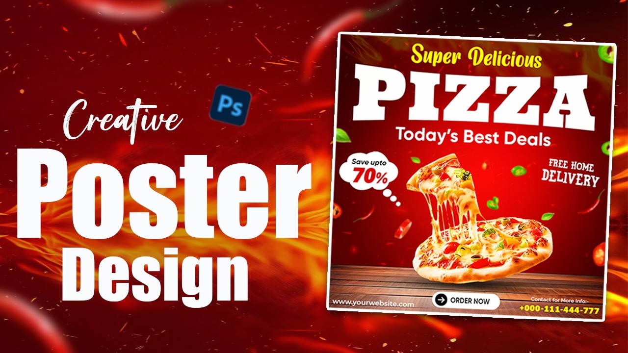 Pizza Poster Ads Design Tutorial || Restaurant Pizza Poster Design in Photoshop