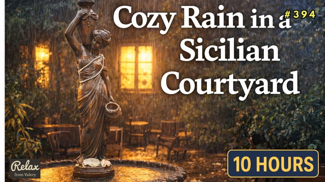 You’re in Sicily… Rain in a Cozy Courtyard (10 Hours)
