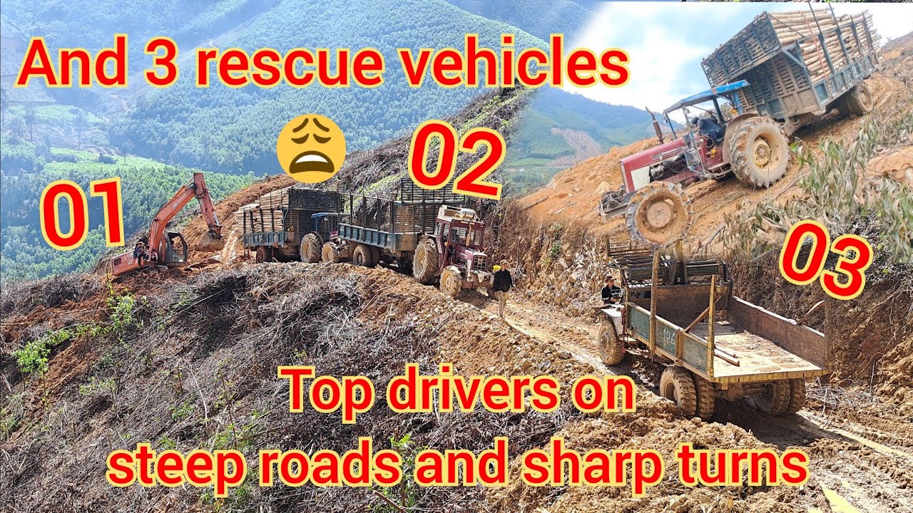 Top racer on steep roads and sharp turns + 3 rescue vehicles || Xe độ Tây nguyên