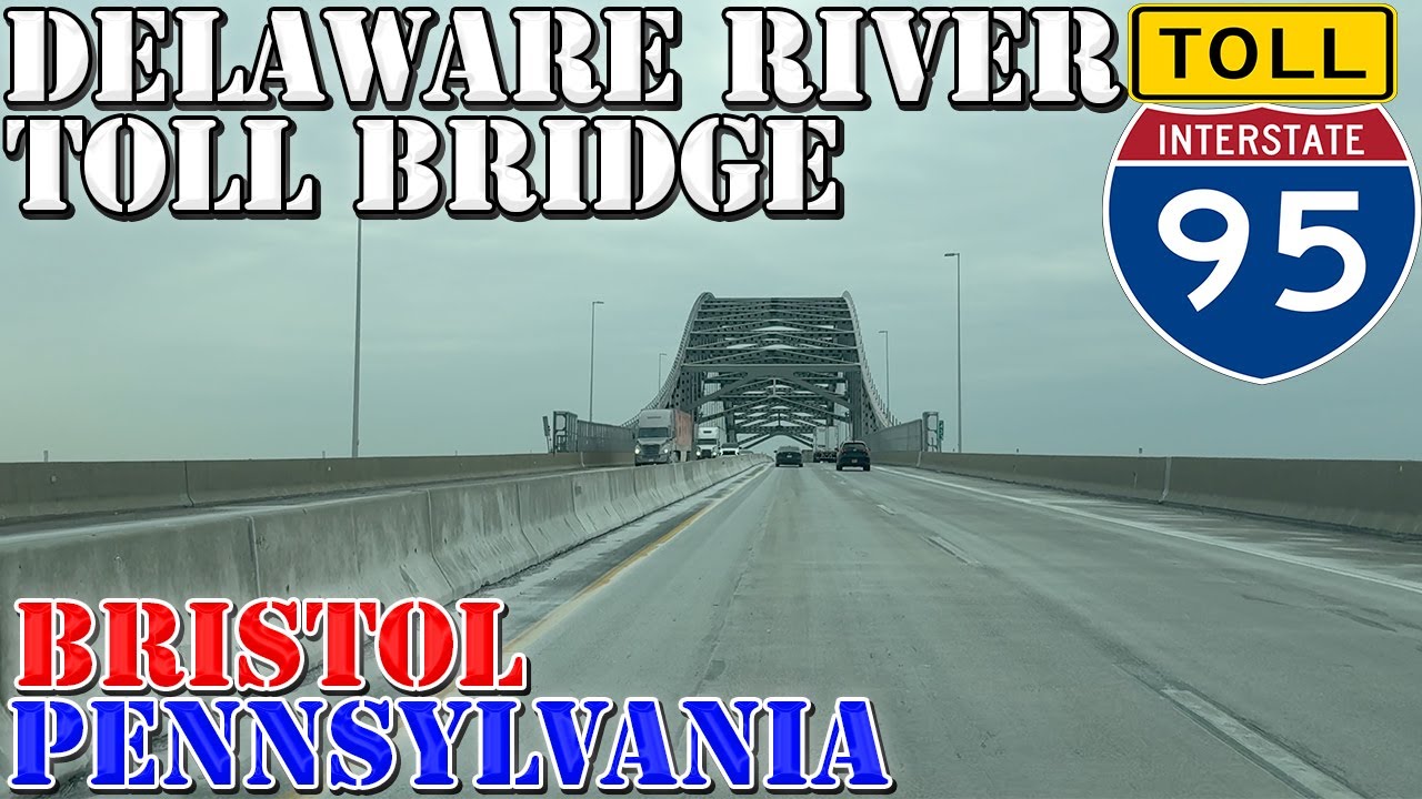 Delaware River Turnpike Toll Bridge - Bristol - Pennsylvania - 4K Infrastructure Drive