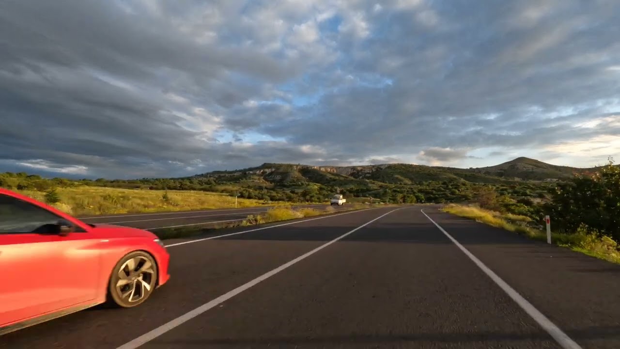 ASMR sunset driving on an old town road in Nevşehir, Turkey