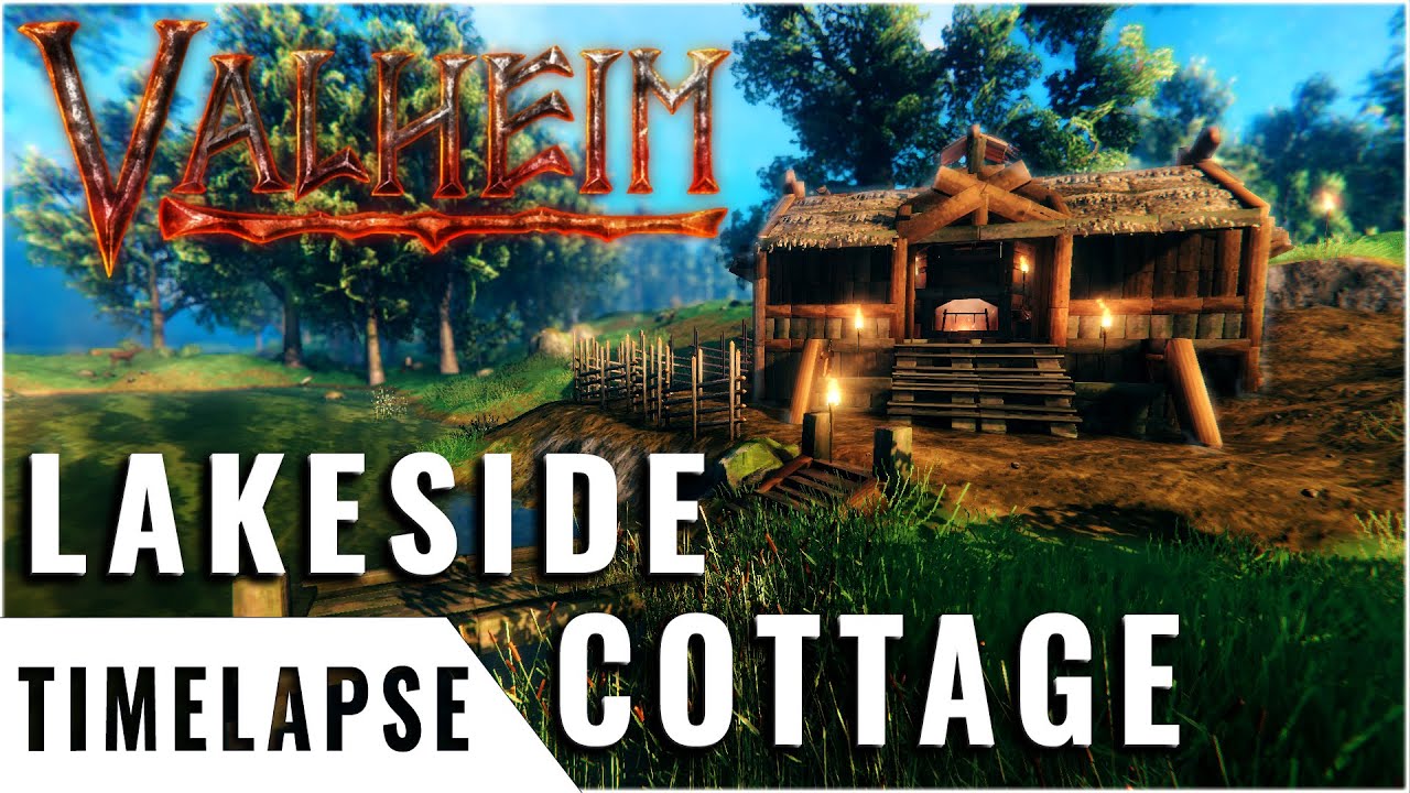 Valheim Gameplay BEAUTIFUL Building Timelapse - Cosy Lakeside Cottage