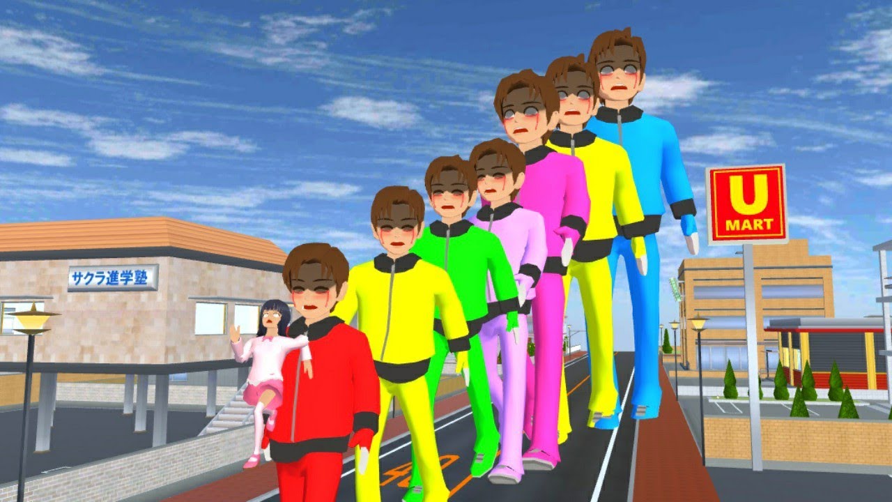 Mio dikejar 7 monster yuta di depan umart dan memberi tahu para police koban sakura school simulator