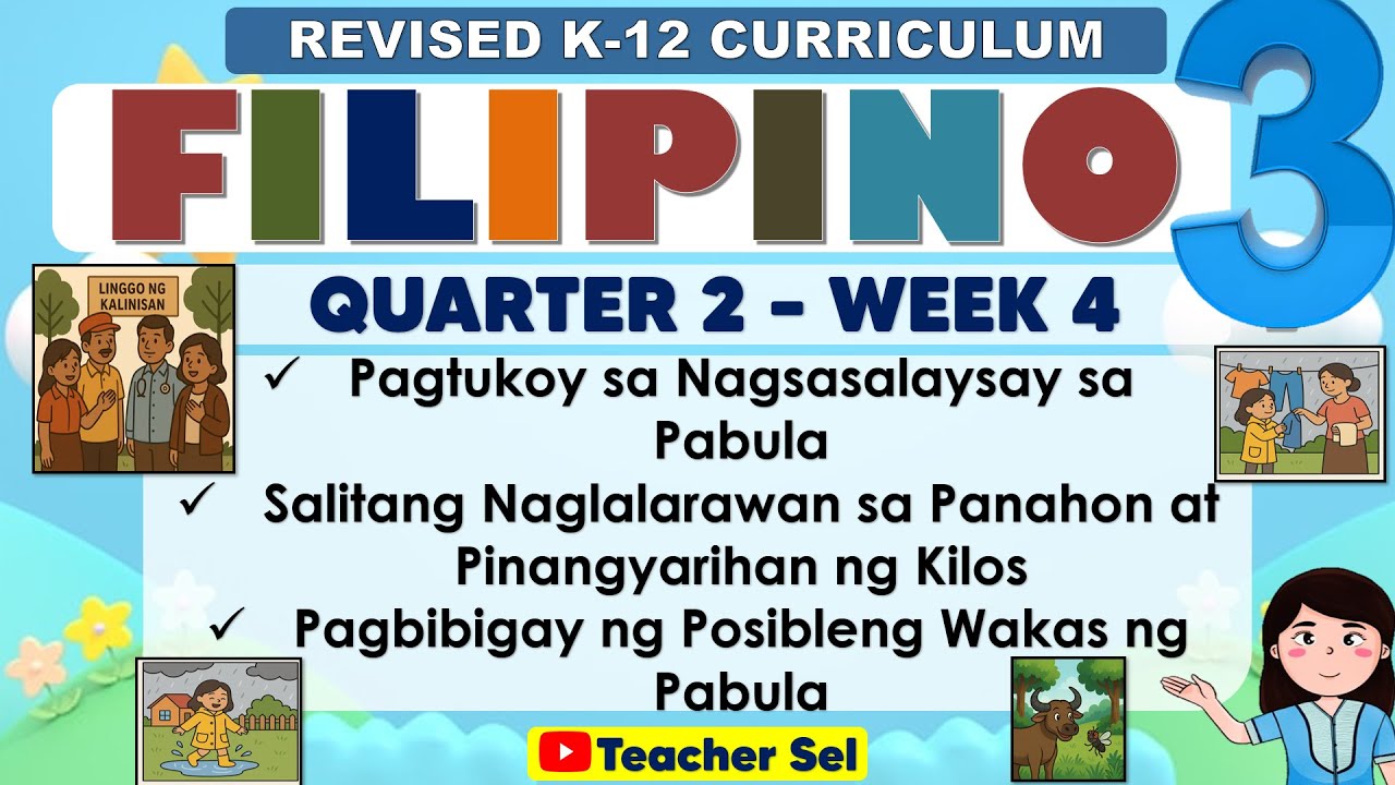 Filipino 3 Quarter 2 Week 4 Revised K-12 Pagtukoy sa Nagsasalaysay sa Pabula, Salitang Naglalarawan
