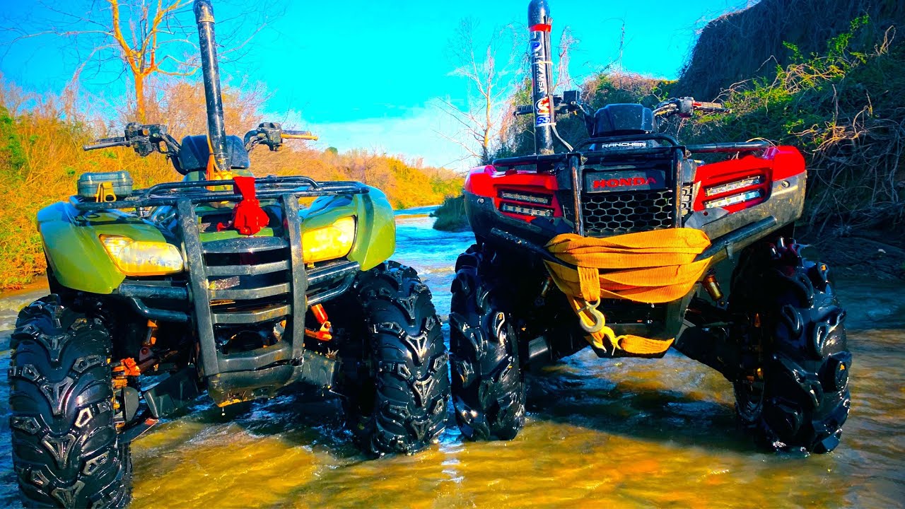 Going DEEP on snorkeled Honda ranchers!!! (Ponds n creeks)