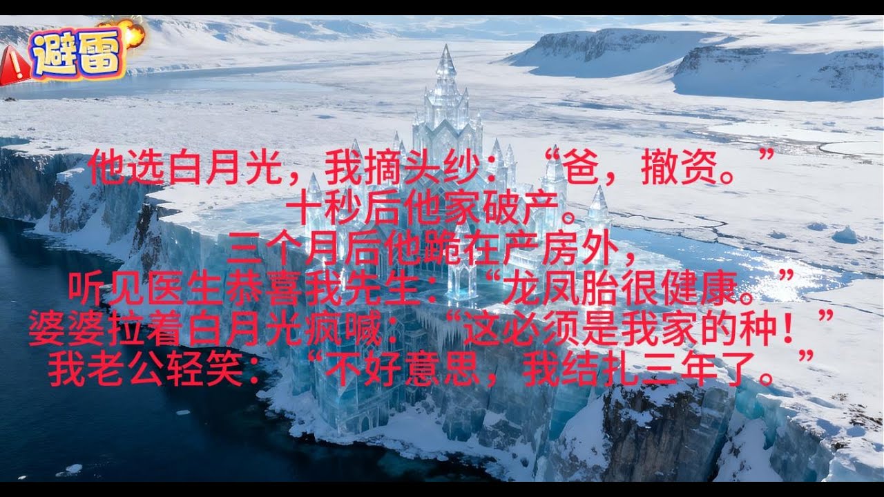 他选白月光，我摘头纱：“爸，撤资。”十秒后他家破产。三个月后他跪在产房外，听见医生恭喜我先生：“龙凤胎很健康。”婆婆拉着白月光疯喊：“这必须是我家的种！”我老公轻笑：“不好意思，我结扎三年了。”