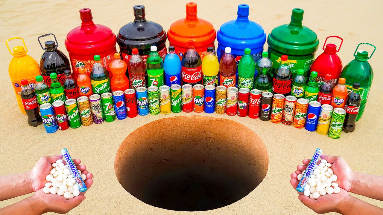 EXPERIMENT : Big Blue Pepsi, Coca-Cola, Sprite, Fanta, Mirinda, 7up, Mtn Dew and MENTOS Undergound