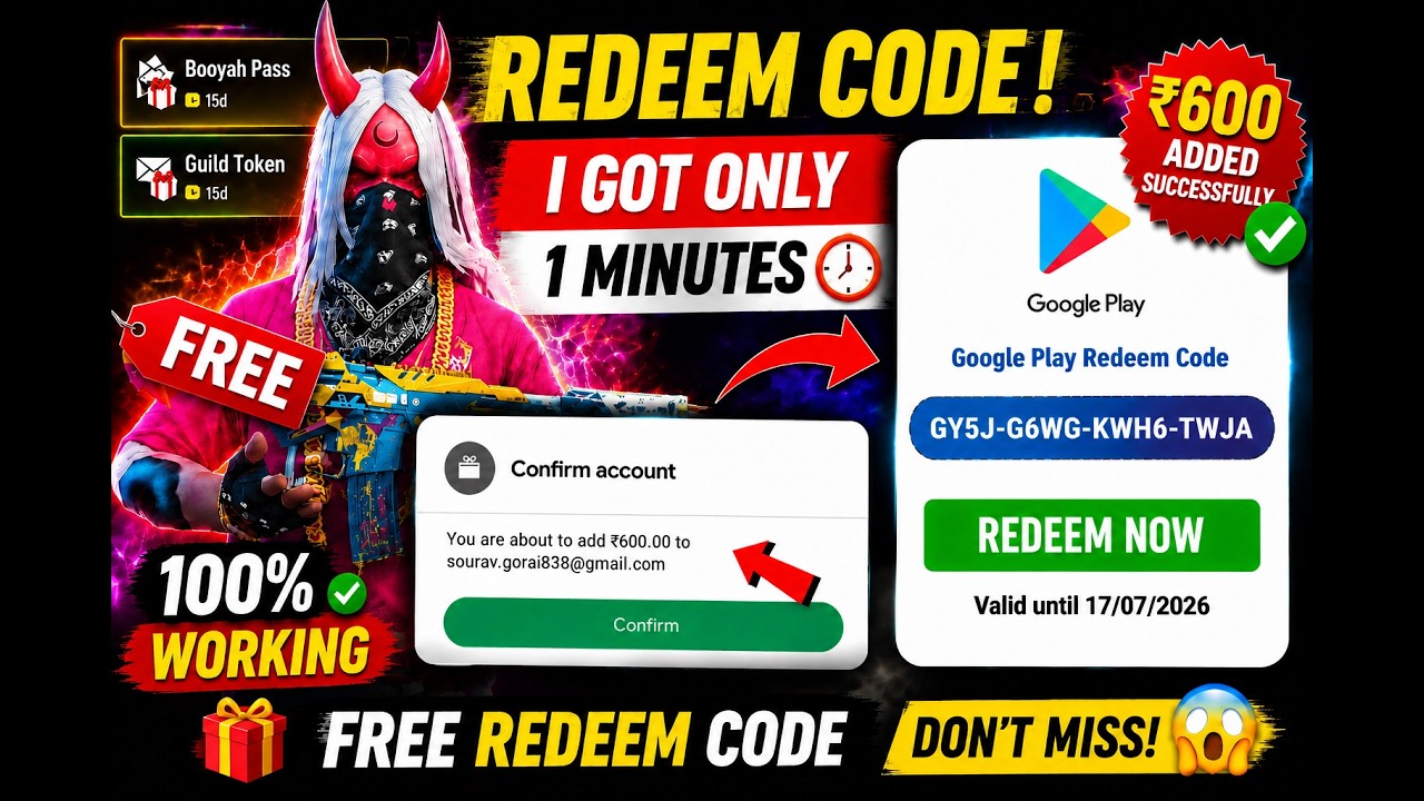 🔥 ₹600 Google Play Redeem Code 2026 🎁 New Code Released Today | Don't Miss!