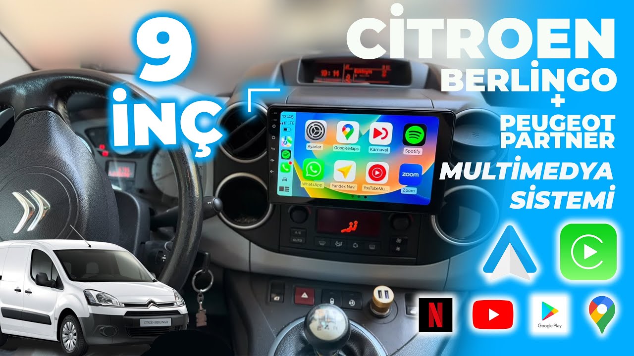 CİTROEN BERLİNGO - PEUGEOT PARTNER CarPlay AndroidAuto Destekli Android Multimedya Sistemi 22-1569