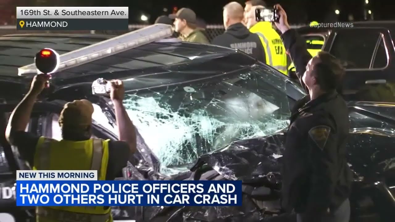 Hammond police officer, 2 people injured in squad car crash, officials say