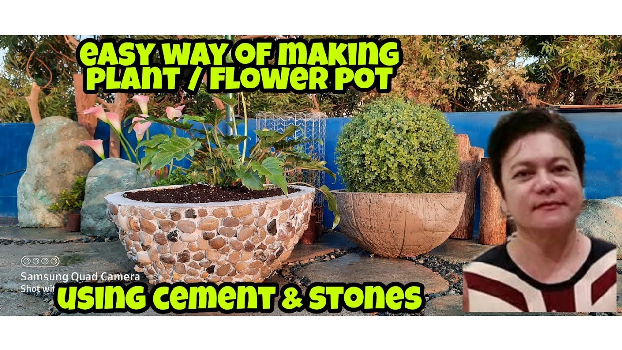 #PlantsAndFlowerPotsMaking HOW TO MAKE PLANT POTS USING CEMENT AND STONES