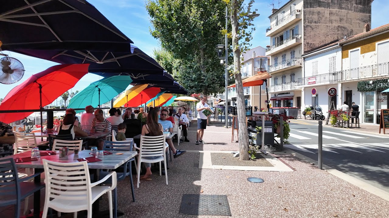 4K 60fps Golfe-Juan Vallauris France walking tour Today 14 July 2024, Bastille Day