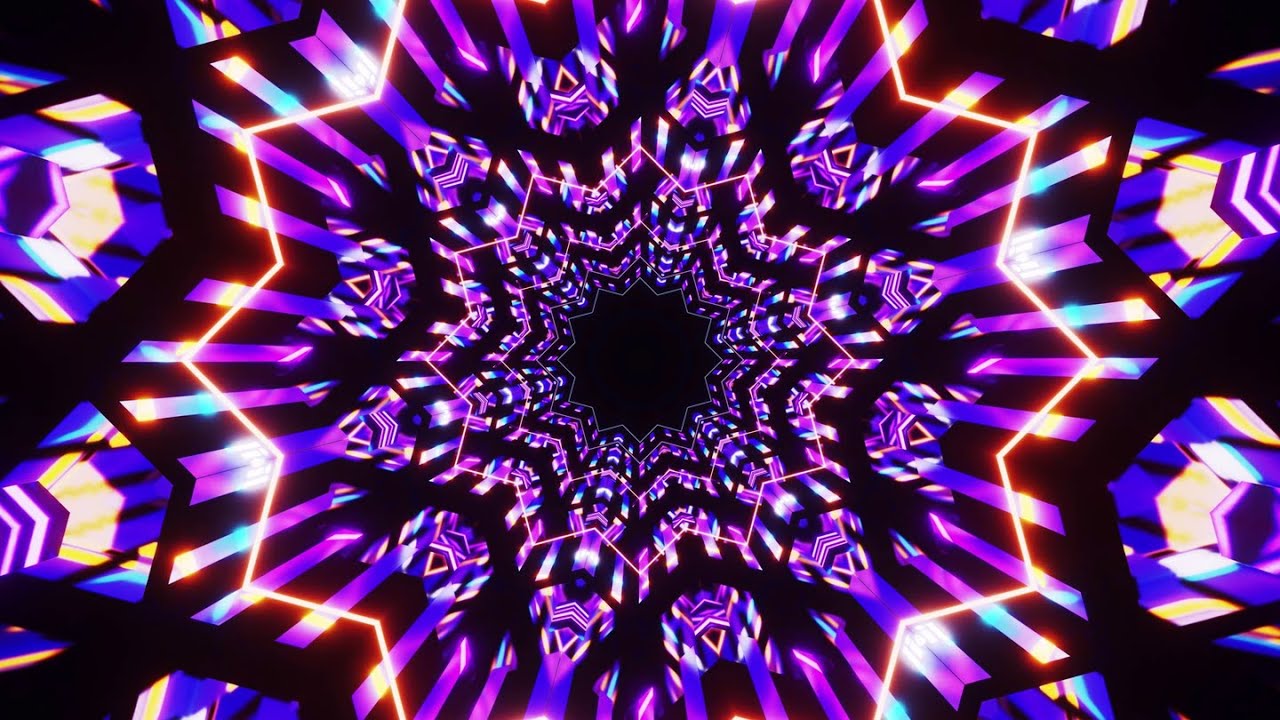 4k Abstract Kaleidoscope Visuals Metallic Blue & Pink Color Neon TV background Video Loop