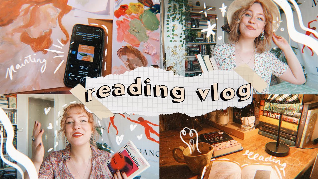 READING VLOG 🌿🌷☕️ reading fantasy & sad girl sci-fi, buying flowers & painting