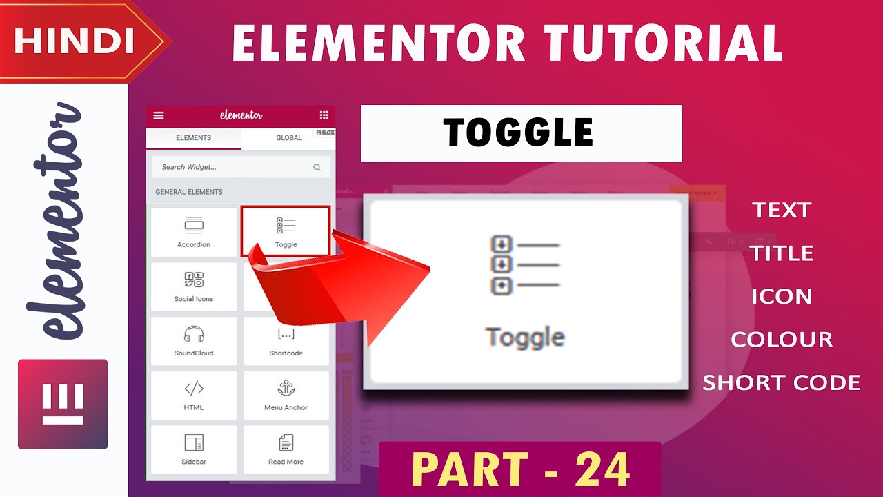 [ Toggle ] Elementor Tutorial in Hindi | Part -24 | 2020
