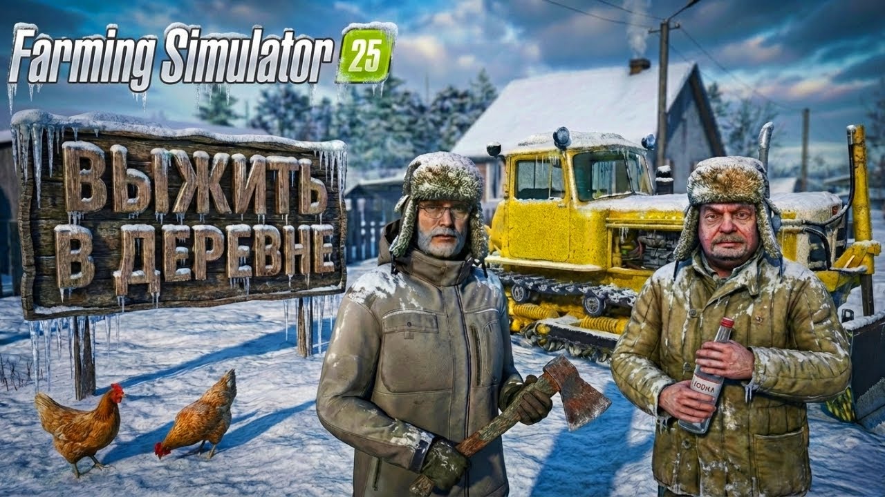 Выживание в деревне Журавлёво! Добыча дров, первые работы FS 25