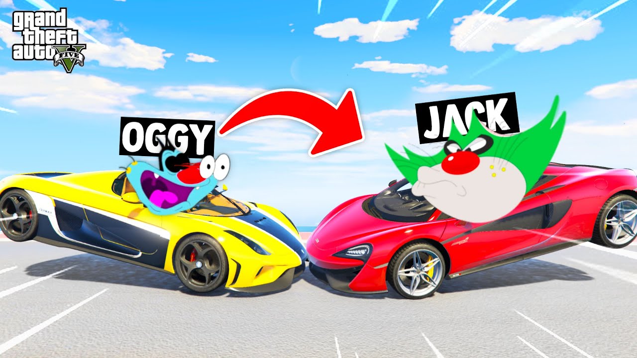 OGGY RACING WITH JACK AND PINKA IN FACE TO FACE CHALLENGE (GTA 5 Funny Moments)