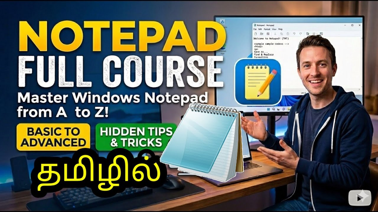 Notepad Full Course  | Full Class | Complete Tutorial ,Computer Course, basics, text editor in Tamil