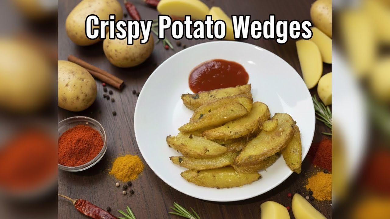 Quick and Easy  Crispy Potato wedges!Perfect oven baked snack,Side or Appetizer!