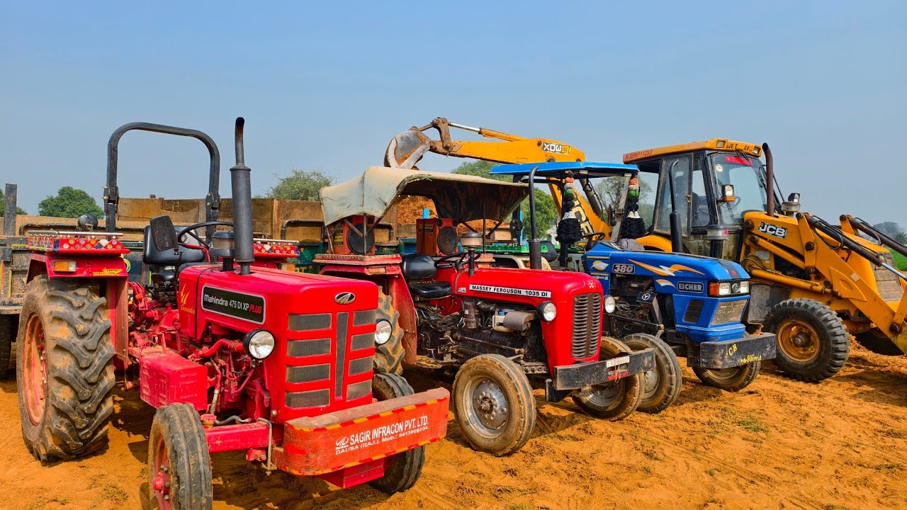 JCB 3dx Eco Excellence with Tractor Stuck in Mud Mahindra 575 Swaraj 855 Eicher Kubota | Jcb Tractor