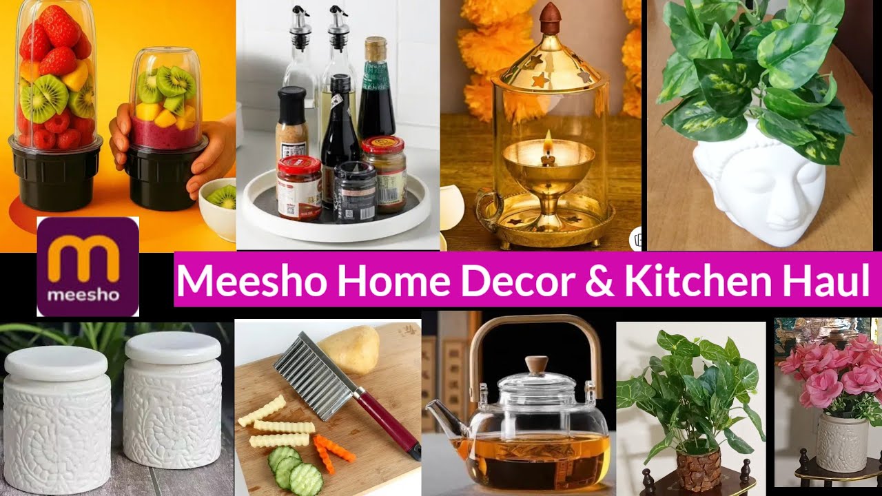 Meesho Kitchen and Home decor Haul । Meesho Artificial Plant ,Ceramic Jar,Tray,Diya, Kitchen items, 