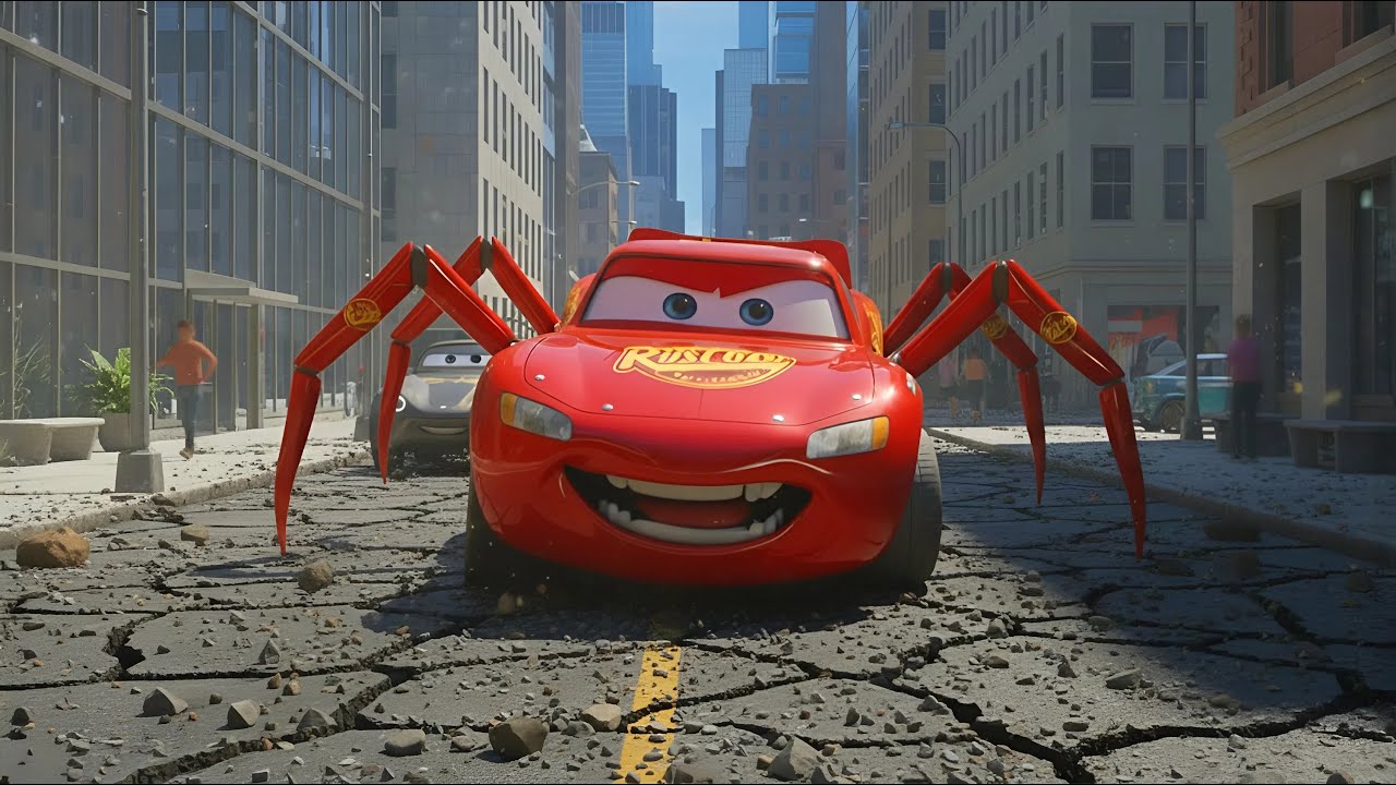 Kitten Finds Lightning McQueen and All the Cars in an Abandoned Place | Red Monster