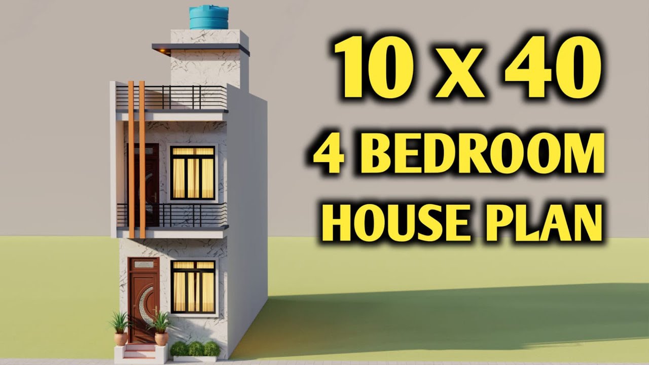 10x40 4 Bedroom Duplex House Design || 3D 400 sqft Makan Ka Naksha || Small House Plan
