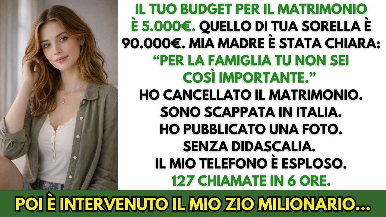 5.000€ per il mio matrimonio. 90.000€ per mia sorella. Mia madre disse: “Tu non conti.”