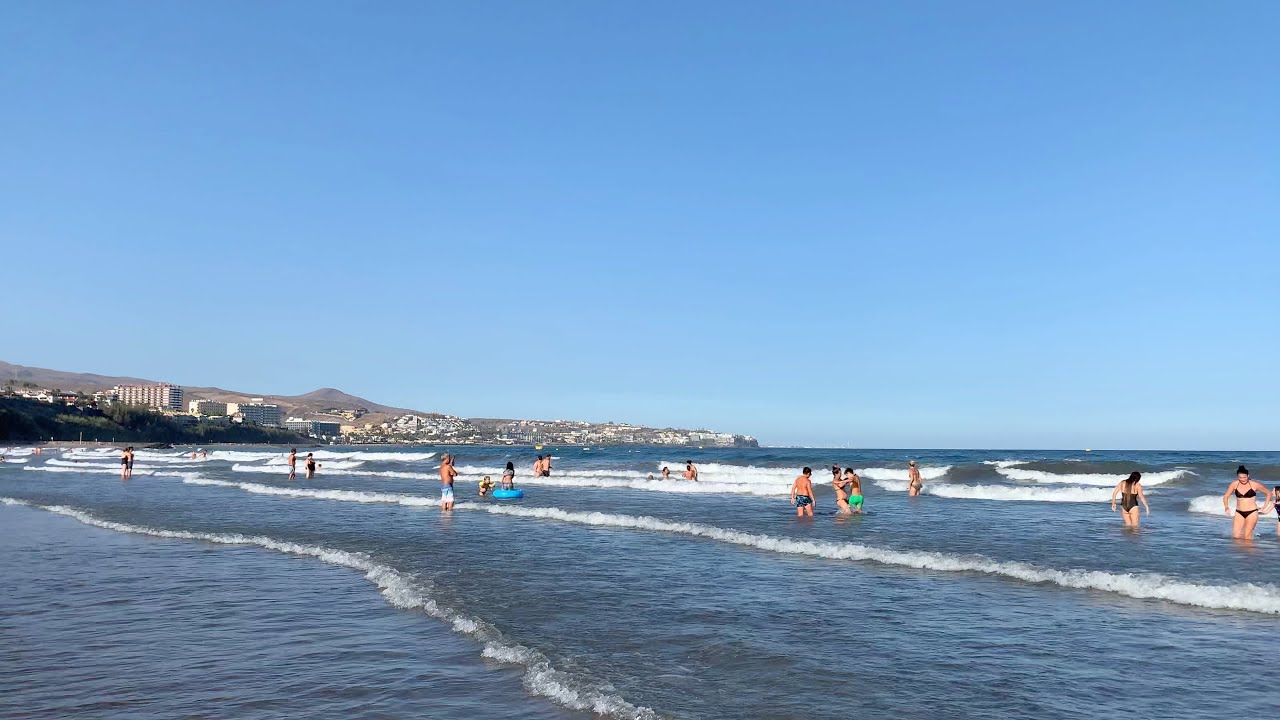 Gran Canaria Maspalomas nach Playa del Ingles Strandspaziergang mit Meeresrauschen