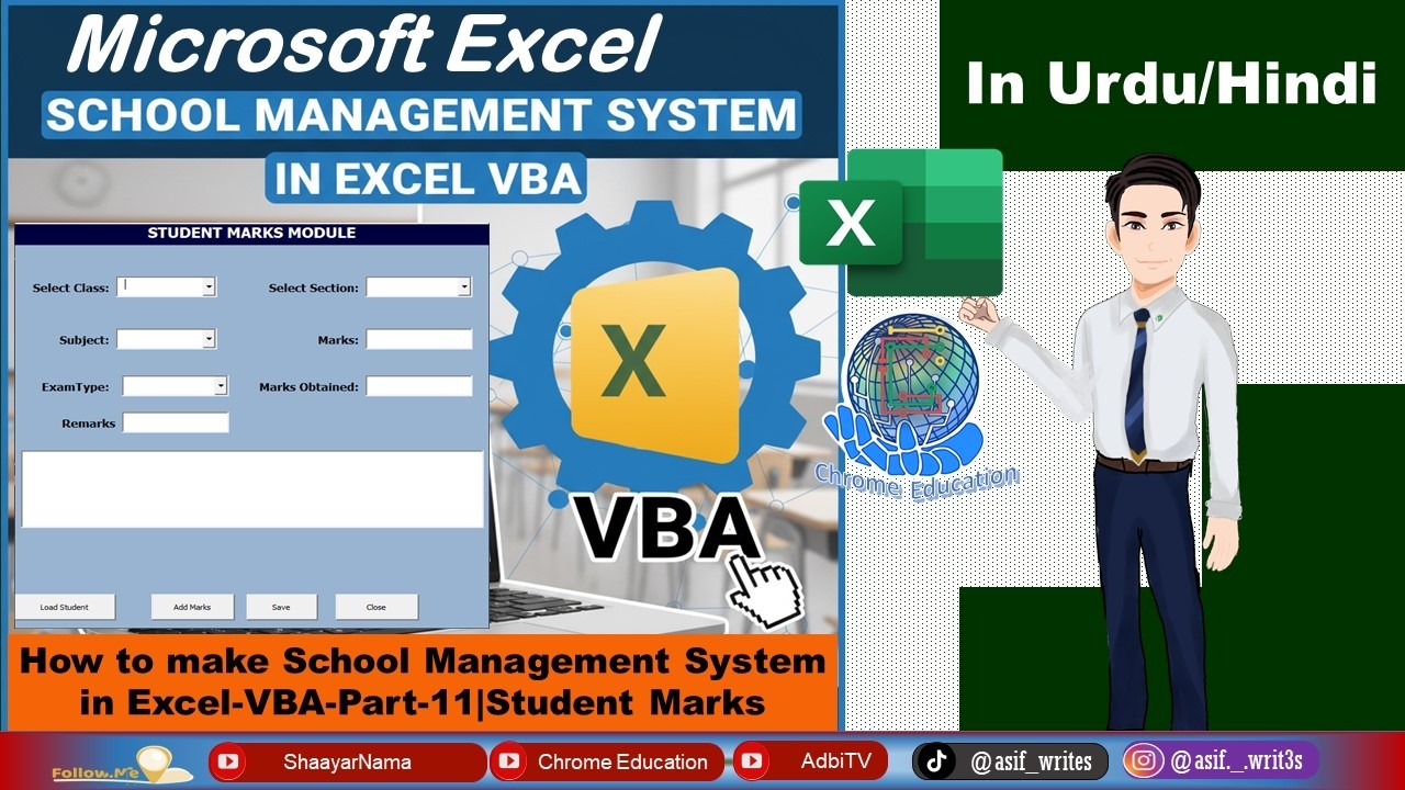 School Management System in MS-Excel-VBA Part-11|How to Make School Management Software|SMS in Excel