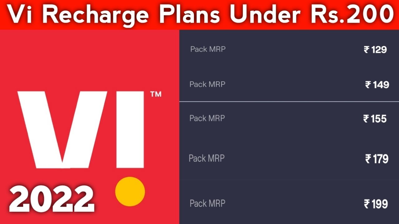 Vi Recharge Plans Under Rs.200