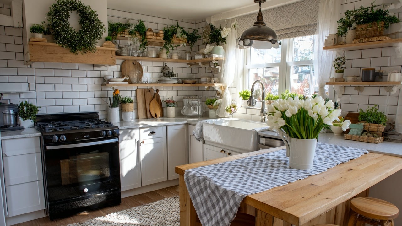 Easy Spring Kitchen Decor Ideas for a Cozy Rustic Cottage Style Home