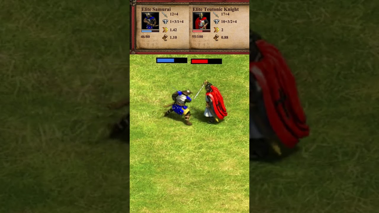Elite Samurai vs Elite Teutonic Knight (AoE2) #Shorts