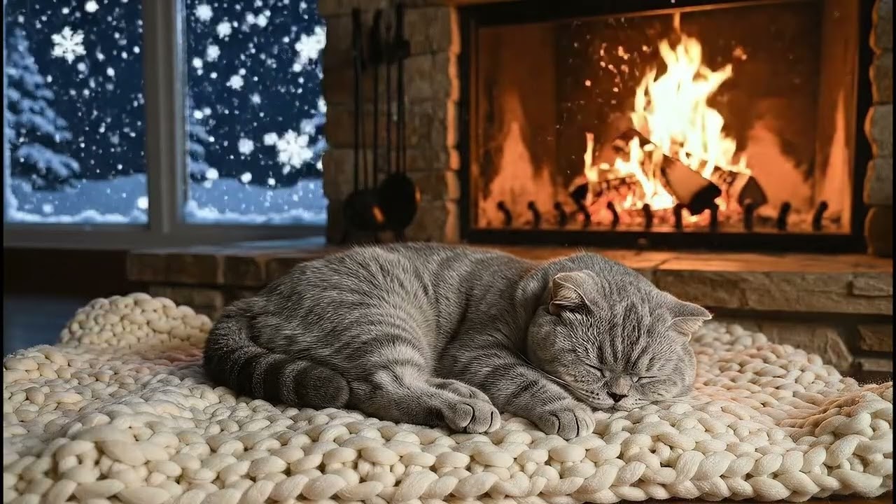 A Cat Warming by the Fire 🔥  Cozy Lofi for Sleep, Study & Chill