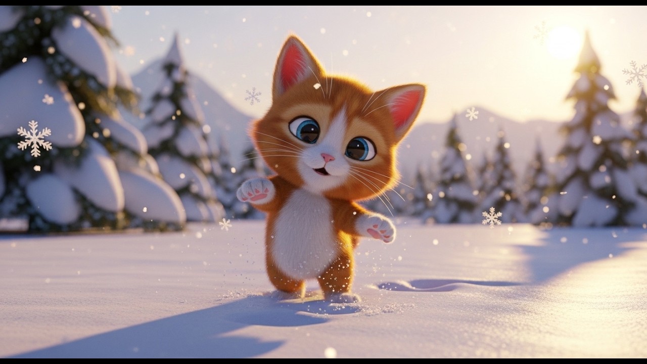 Tiny Kitten Dancing in Soft Snowflakes ❄️🐱 | Magical Winter Kids Song | Nursery Rhymes & Baby Songs