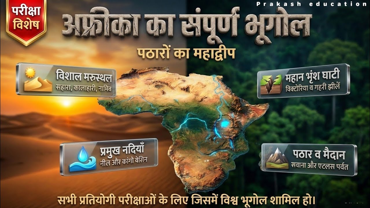 अफ्रीका के पर्वत, पठार, मैदान व मरूस्थल।विश्व भूगोल। mountain, plateau, plain and desert. 