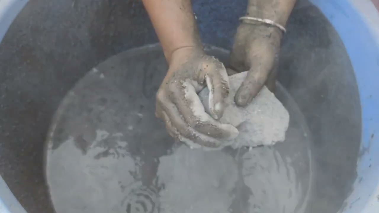 Gritty sand cement crumbling dry and water 💦 SA ASMR