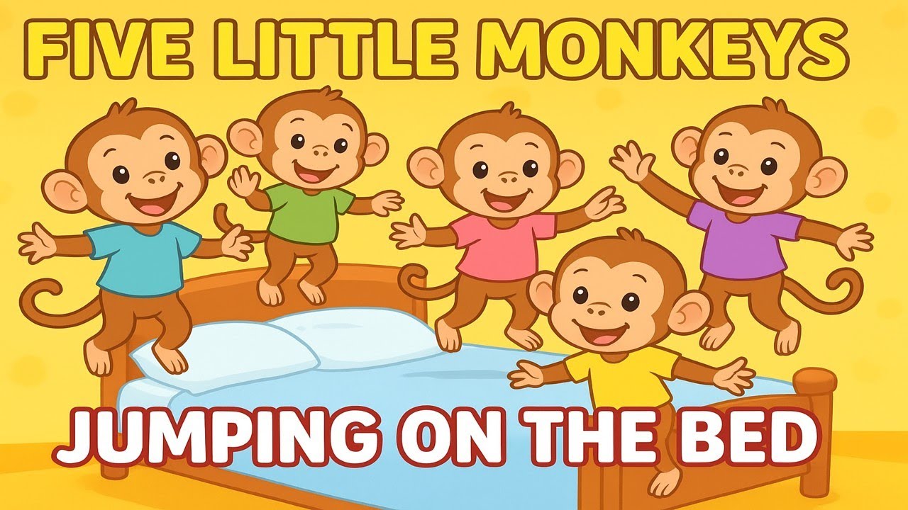 🐒🎶 Five Little Monkeys Jumping on the Bed | Kids Cartoon | Baby Songs | Nursery Rhyme 🎵✨