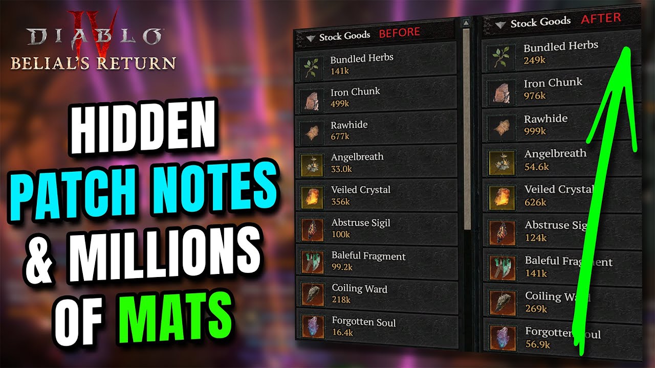 Hidden Patch Notes, Millions of Mats & NEWS for Season 8 Diablo 4