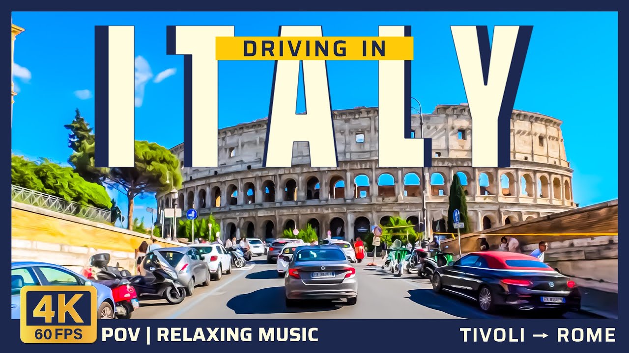 Scenic Italy Road Trip 4K | Tivoli to Rome | 3-Camera POV & Relaxing Music