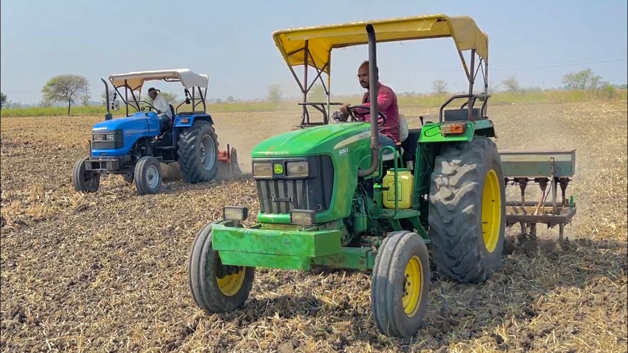 आज से बोवनी शुरु Sonalika 60 Rx Vasundhra Rotavator 7 feet नए रोटावेटर का टेस्ट होगा आज John Deere