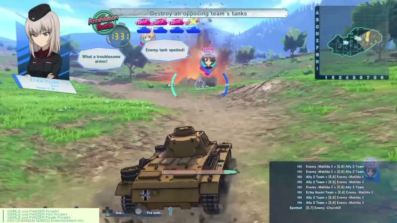Girls und panzer Dream Tank Match Erika Pz III Team vs Darjeeling Team