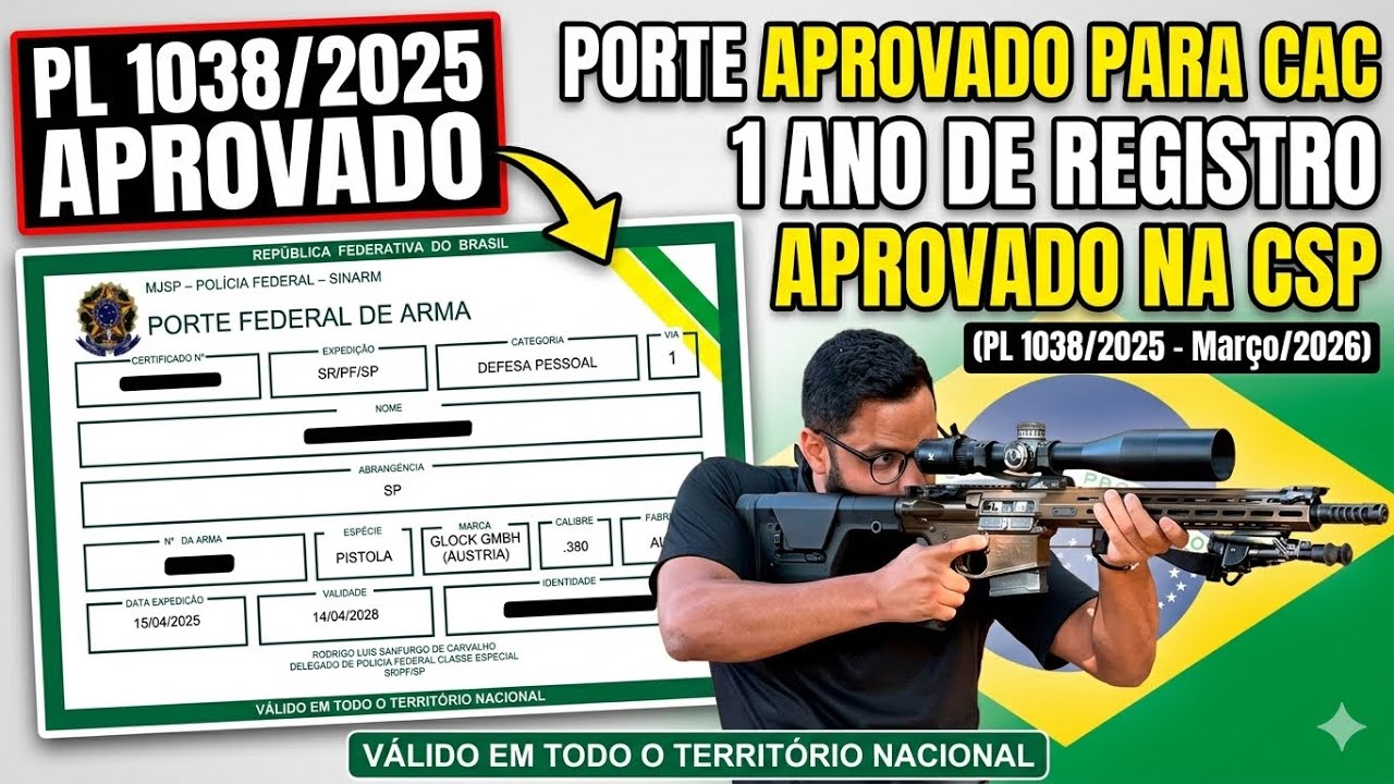 PORTE DE ARMA PARA CACs com 1 ano de registro!