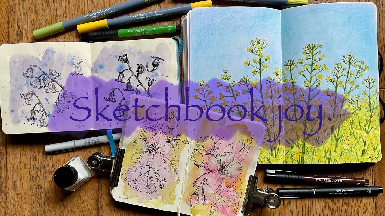 🌱 Sketching spring | Sketchbook art | mixed media flowers. 🌱