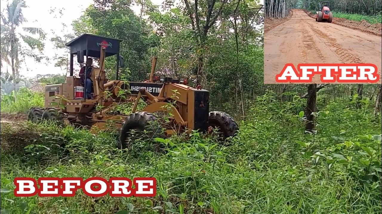 Motor Grader Must Remove All Bushes To Make It A Beautiful And Safe Road To Travel