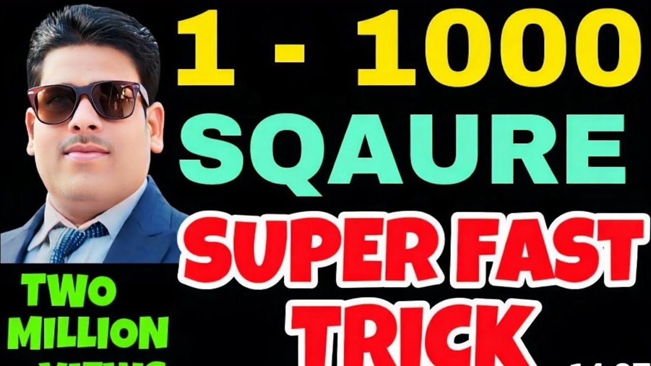 👍💯1-1000 Square in 5 Seconds |Trick |Vedic Maths |Vedic MathsSquareTricks
