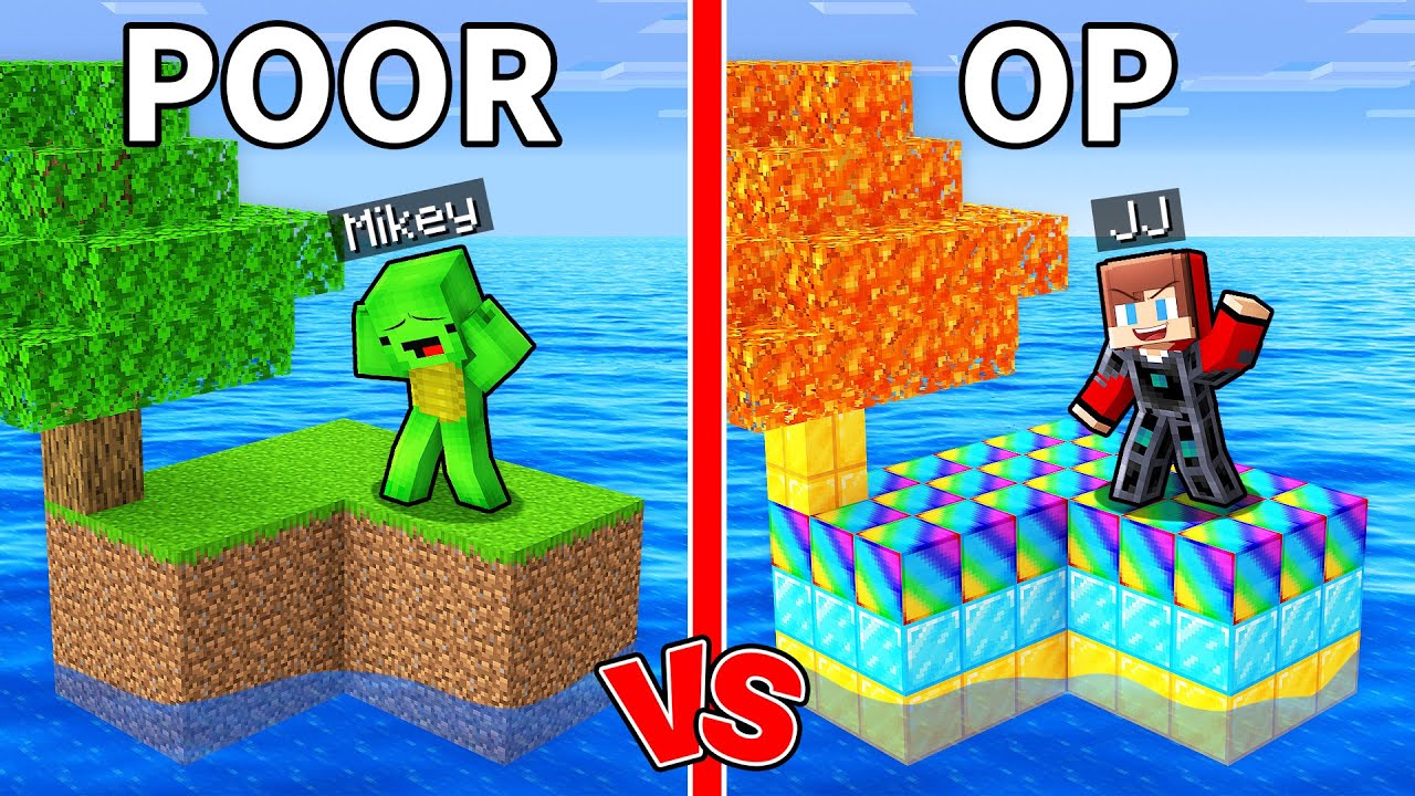 Mikey POOR vs JJ OP Water Block Survival Battle in Minecraft (Maizen)